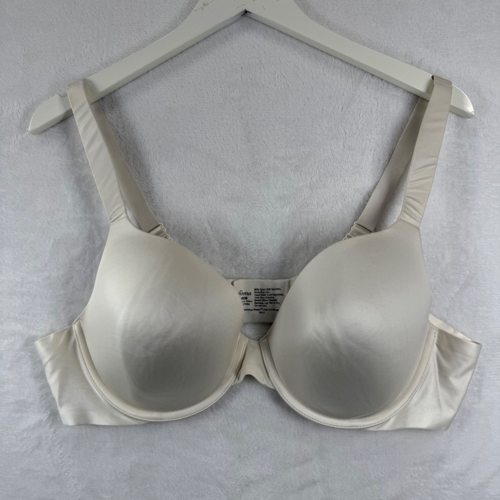 Soma Enhancing Shape Full Coverage Underwire Bra Ivory Cream 40B 0615‎